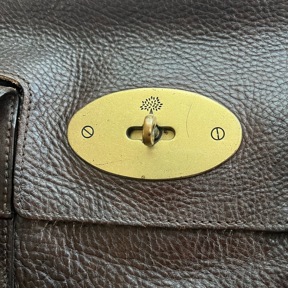 Mulberry Dark Brown Leather Bayswater Satchel with Gold Turnlock - Picture 4 of 16